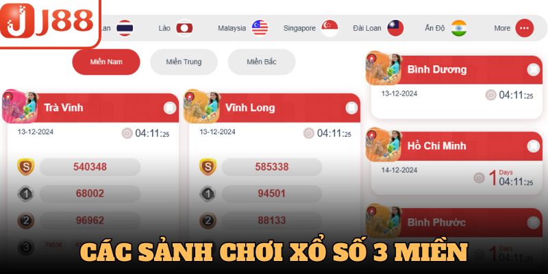 Các sảnh chơi xổ số 3 miền đa dạng